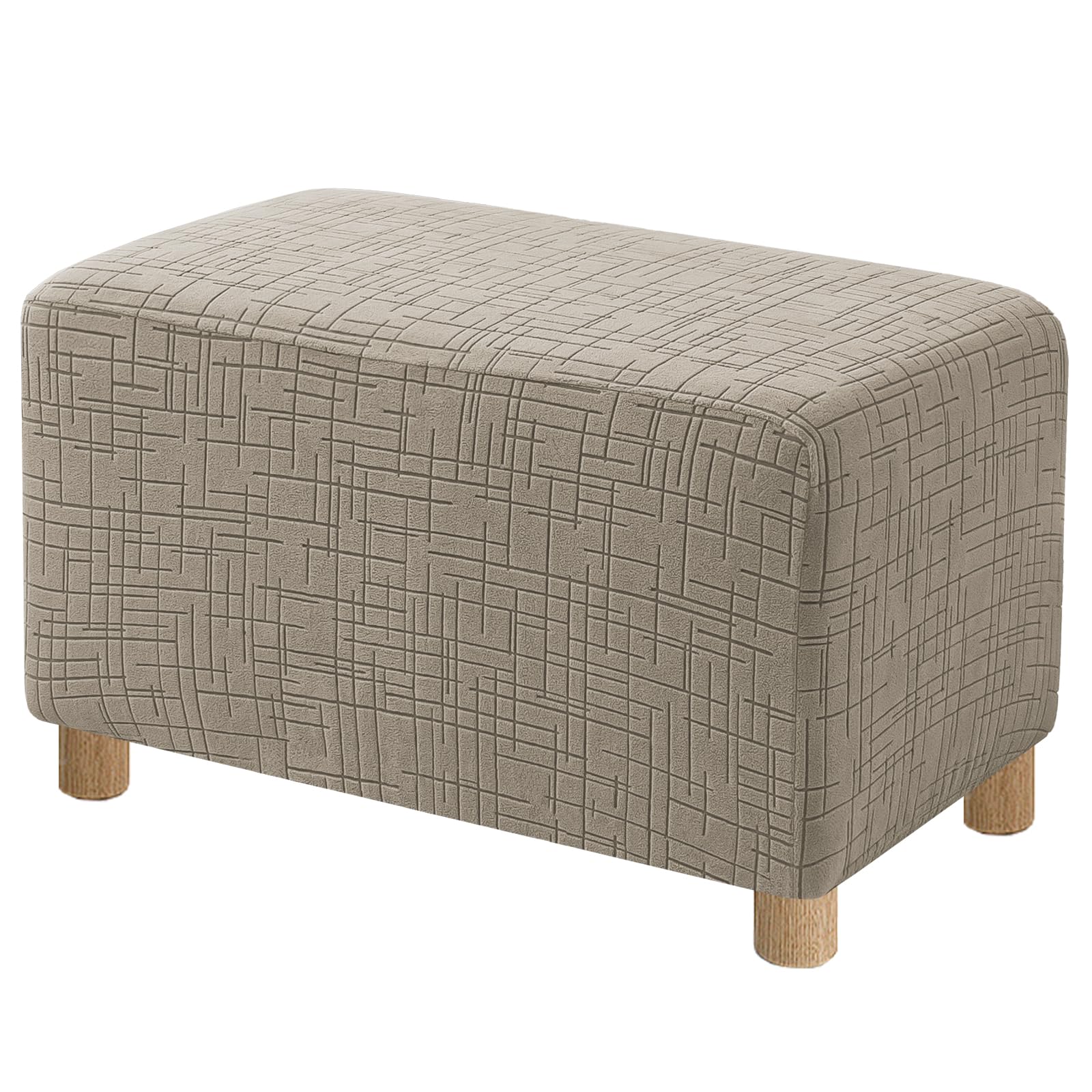 High Stretch Ottoman Cover Rectangular (Large, Khaki