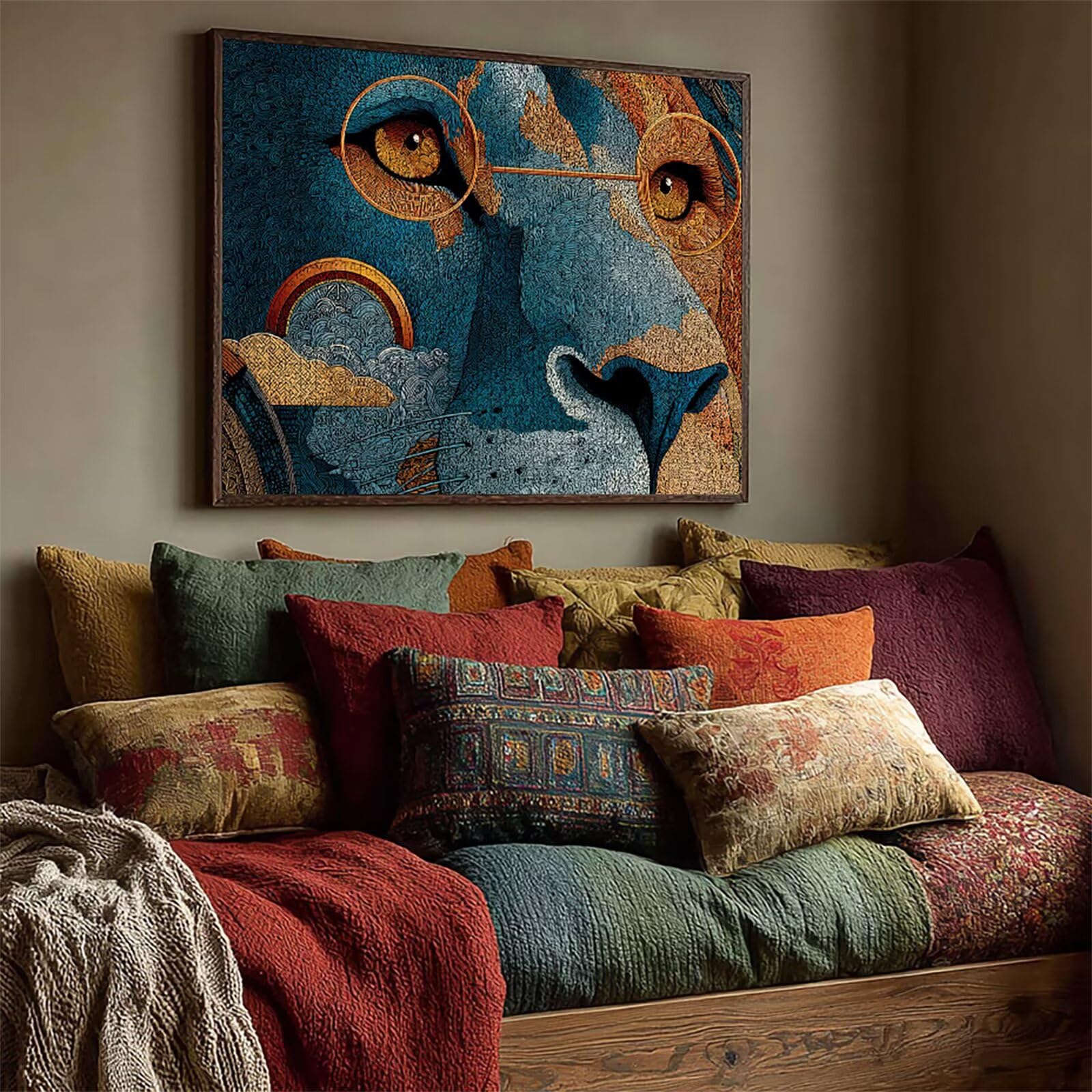 Puzzle Sztuka z lwem pudełkiem, abstrakcyjne drewniane puzzle 4000 sztuk dorosłych 141 x 87 cm, zajęcia rozrywkowe o wysokiej trudności, klasyczna gra DIY, układanka dla całej rodziny, letni prezent