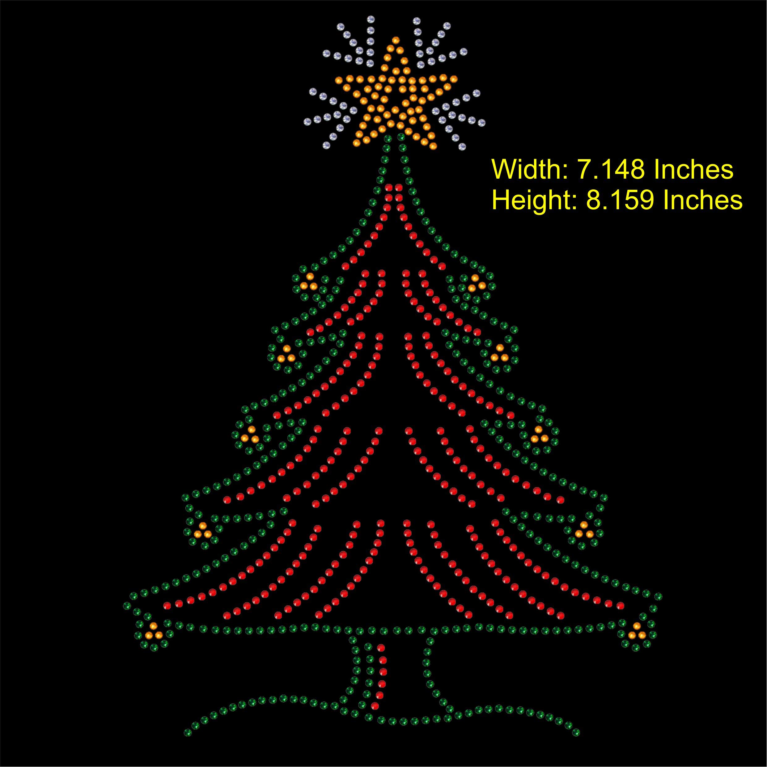 TShirt Showroom Christmas Tree Rhinestone Diamante Hotfix Iron on Transfer Motif Applique