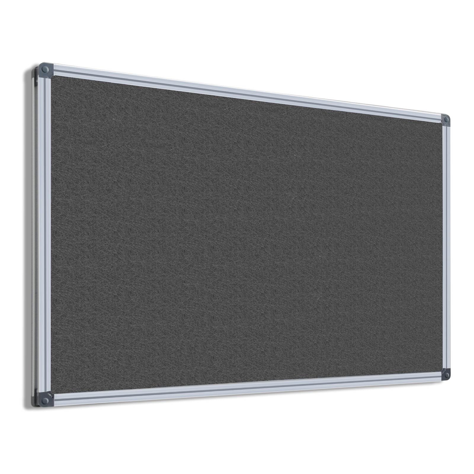 Floordirekt Filz-Pinnwand mit Aluminium-Rahmen Filztafel Moderationstafel Größen (180 x 90 cm, Grau)