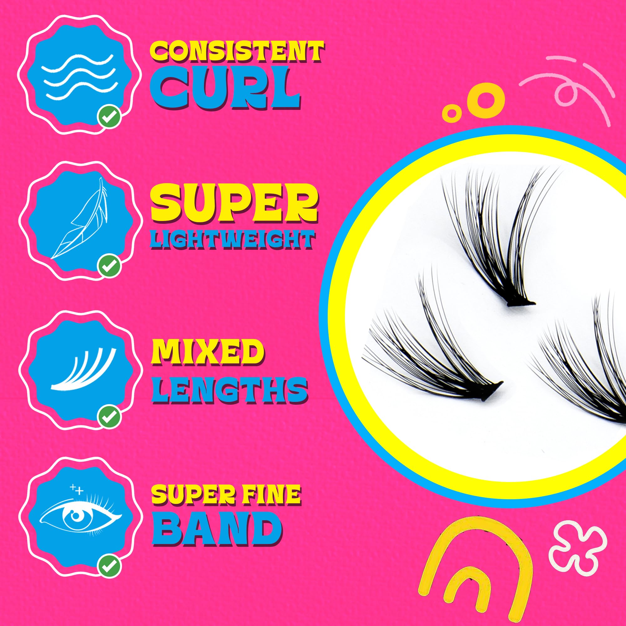 Fabuluxe 280 Pcs D Curl Cluster Lashes, Soft, Lightweight Individual Eyelashes, Easy to Apply DIY Lash Clusters - Image 3