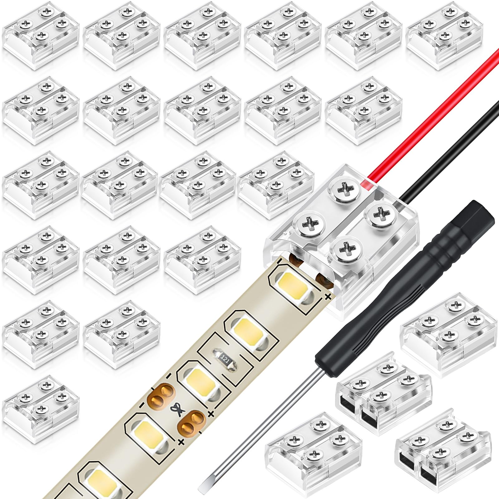 Snapklik.com : Flutesan 25 Pack Solderless LED Tape Light Connector 2 ...