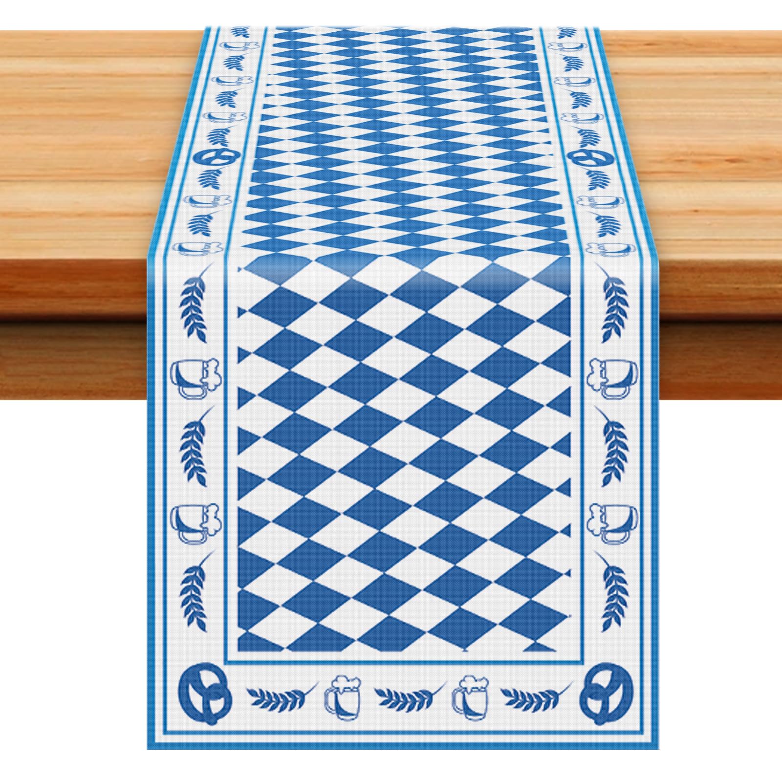 Bavarian Oktoberfest Plastic Tablecloths - Blue & White Check, 54x108 Inches, 6 Pack