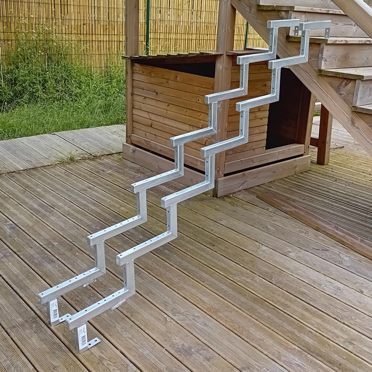 2er Set Stahl Treppenwange 7 Stufen - Option für Setzstufen-Höhe 119cm