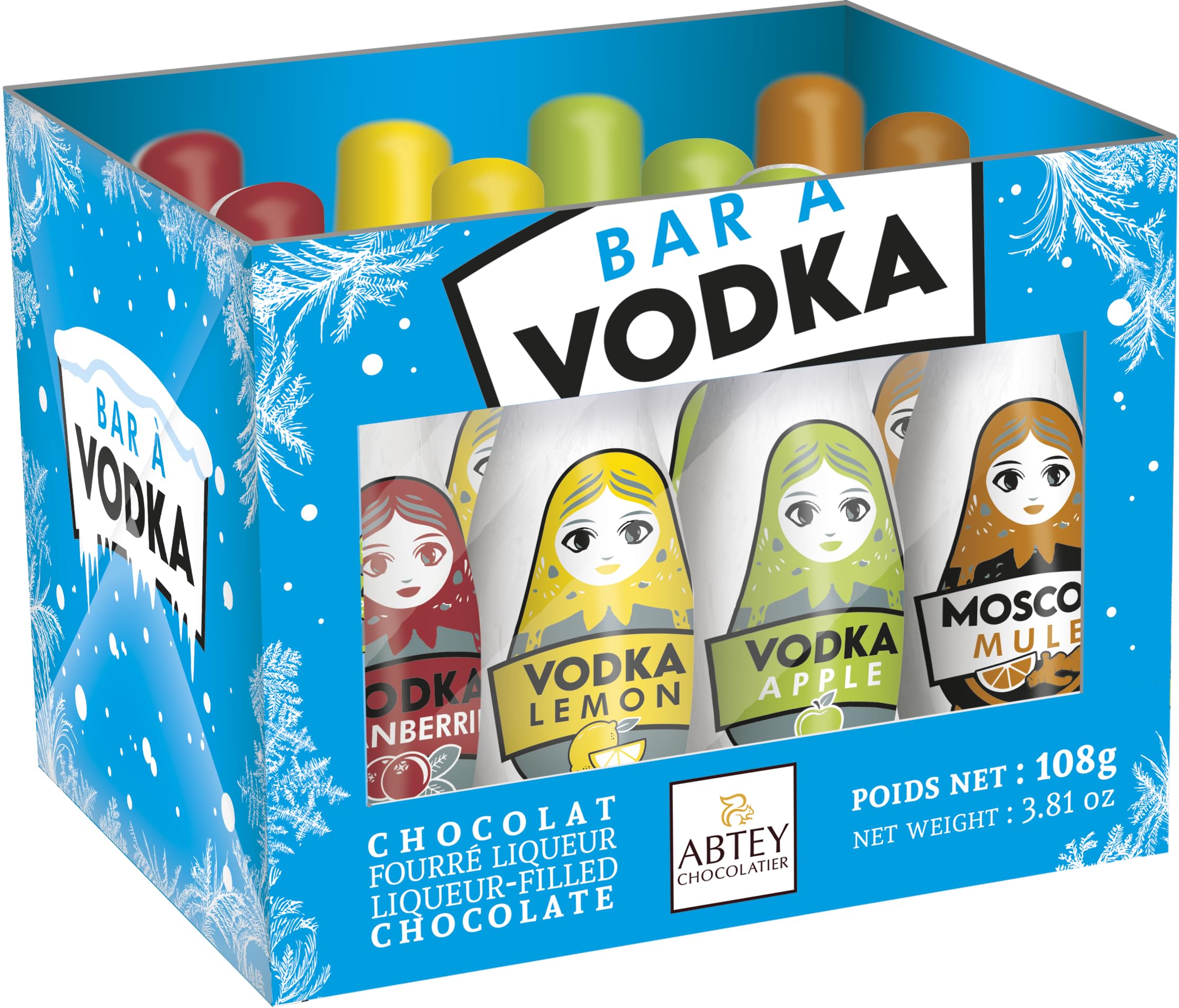 Ice Vodka Chocolate Liqueurs Bottle Shaped In Crate Packaging Pack Of 12