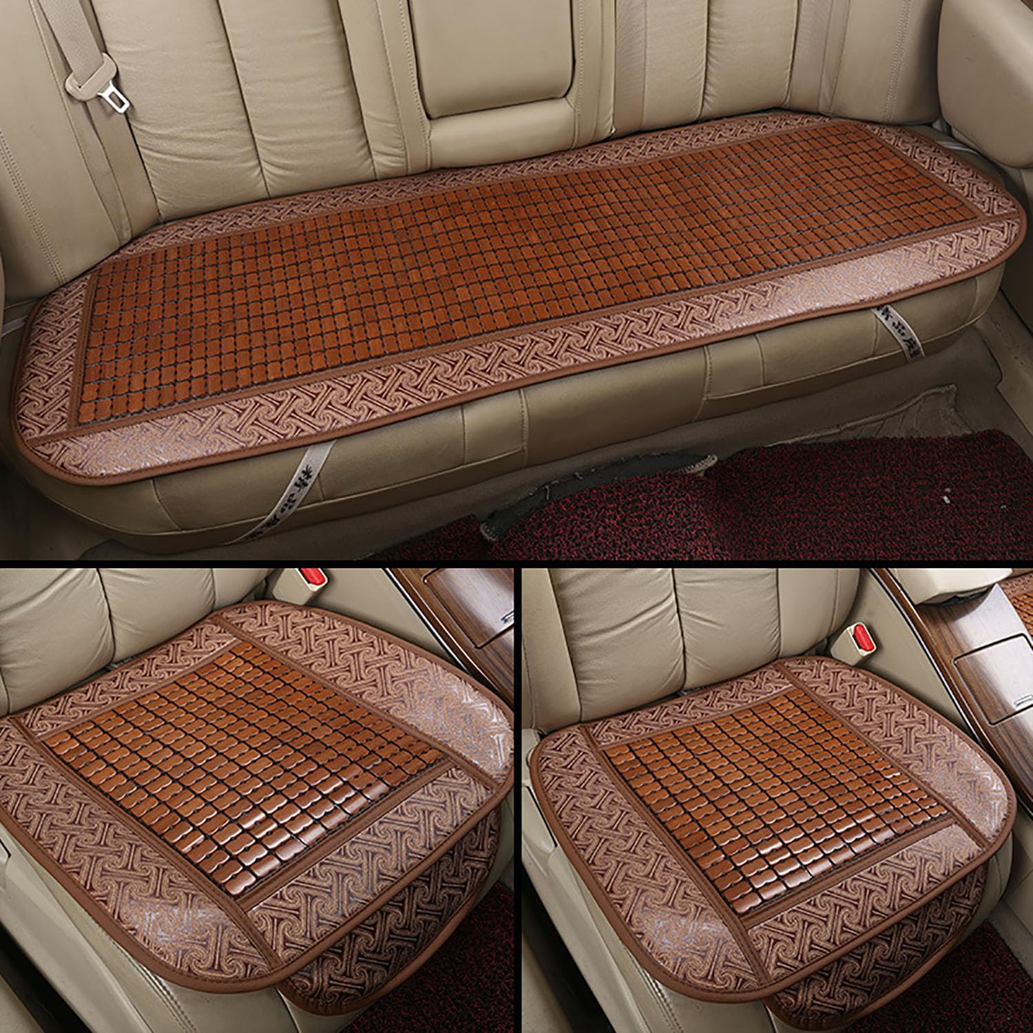 Coche Cojín del Asiento para VW Golf 5 | Golf GTE/Golf GTI/Golf GTD/Golf Clubsport,Transpirable Y Antideslizante Estera De Bambú Almohadilla De Coche De Bambú Alfombra,D-Brown