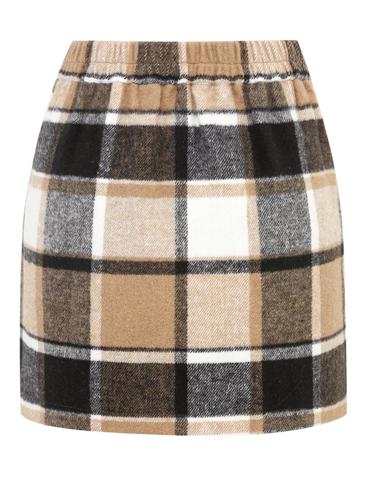 IDEALSANXUN Karierter Minirock für Damen, Herbst, Winter, hohe elastische Taille, kurzer Bleistiftrock