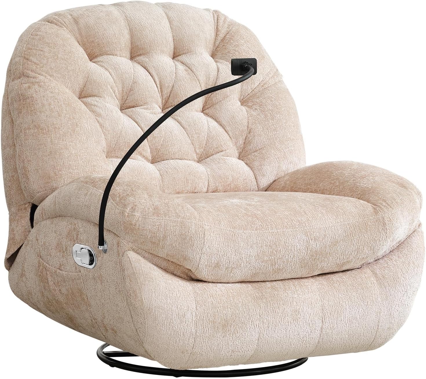 360° Swivel Rokcer Recliner for Adults, Manual Rocking Chair for Living Room,Bedroom (Chenille Beige)