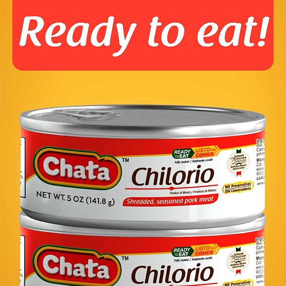 Chata Mexican Pork Chilorio, Seasoned Shredded Pork, 5 oz (6 Pack)