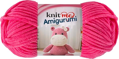 Knit Me Amigurumi Velvet Chenille Yarn, Chunky Yarn for Crochet, 50g/55m Super S