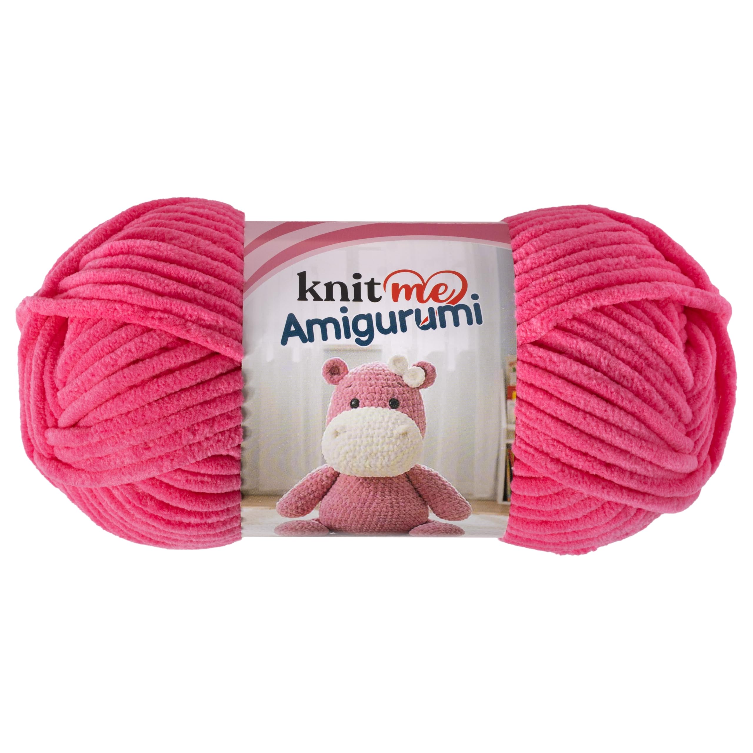 Knit Me Amigurumi Velvet Chenille Yarn, Chunky Yarn for Crochet, 50g/55m Super Soft Polyester for Teddies, Plush Toys and Blankets, EN71-3 and Oeko-Tex Certified, 5.5mm Hook (Coral)