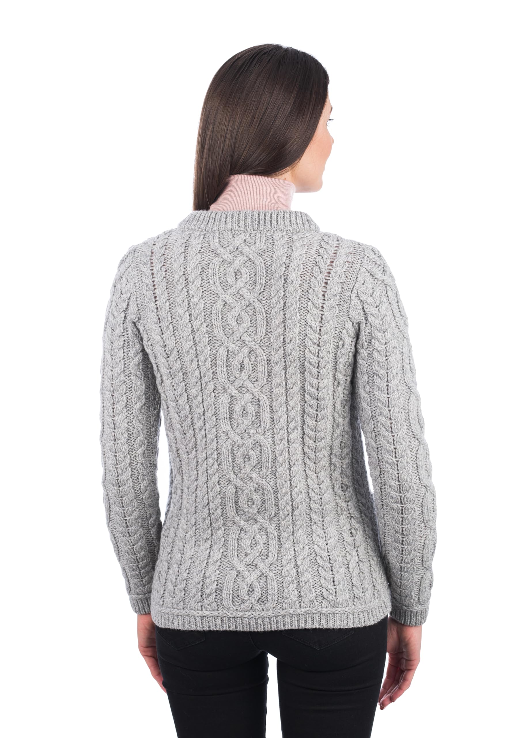 SAOL Chaqueta de punto 100% de lana merina, con botones irlandeses, chaqueta de madera con bolsillos