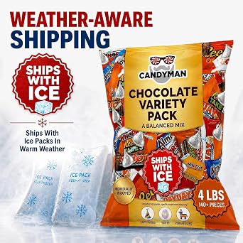 CANDYMAN 4 lb Assorted Chocolate Candy Variety Pack, Bulk Chocolate Individually Wrapped, Candy & Holiday Treats, Father's Day, Ship with Ice