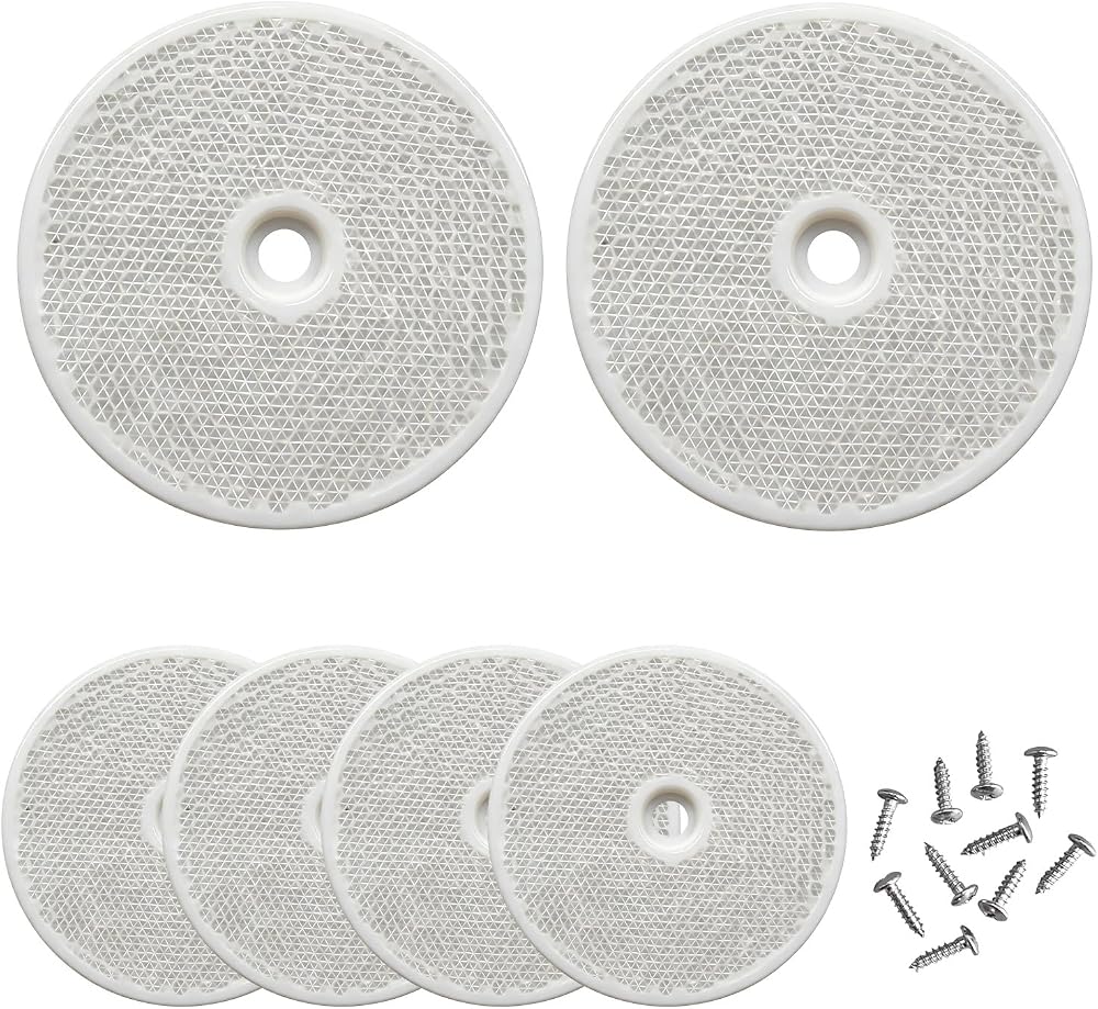 6 PCS Safety Reflectors, 3.15 Inch Round Reflective Marker Warning Sign with Mounting Holes, Self Adhesive Round-Shaped Reflector for Trucks Boats Trailers Mailboxes (White) — 사진 1