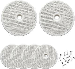 6 PCS Safety Reflectors, 3.15 Inch Round Reflective Marker Warning Sign with Mounting Holes, Self Adhesive Round-Shaped Reflector for Trucks Boats Trailers Mailboxes (White)