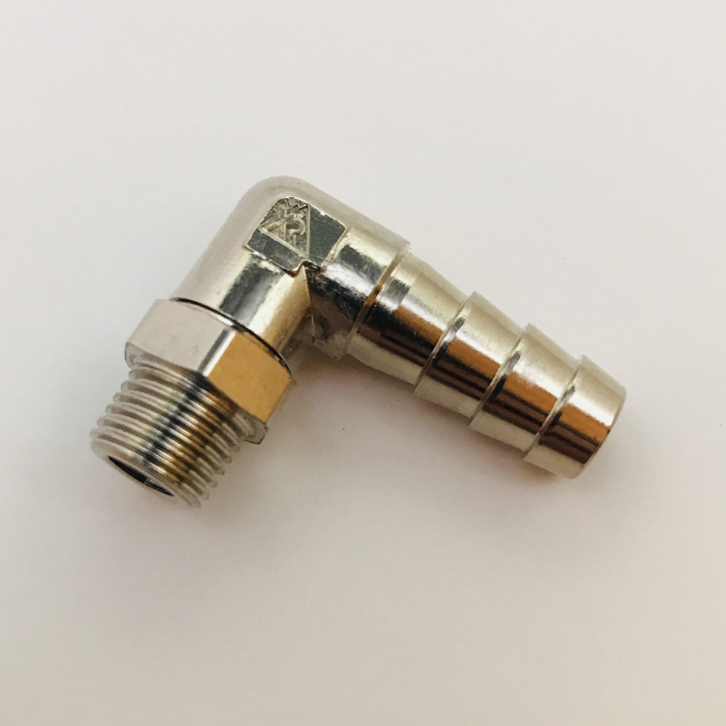 3/8" Barb x 1/2" Male NPT Brass 90° Elbow Swivel Rotating
