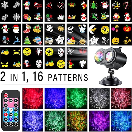 Miniatura 2 de Luces de proyector de Navidad al aire libre, luces de proyector de copo de nieve, luces LED de proyector de vacaciones impermeables con control