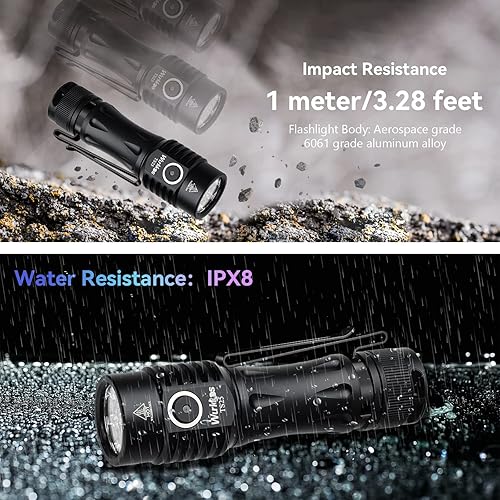 Miniatura 5 de Wurkkos Linterna LED recargable EDC, súper brillante de alto lumen de 4000 lúmenes, linterna pequeña con Andruril 2.0 UI, potente linterna compacta