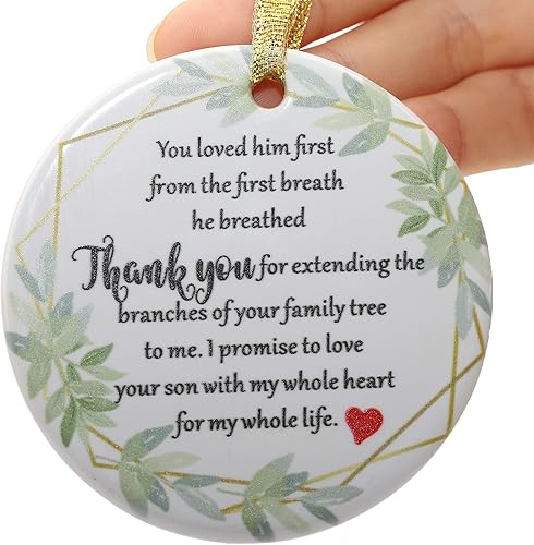 Ornamento de cerámica impreso de dos lados, de Navidad, para el hogar, regalo de novia, novio, adorno de Navidad para la abuela