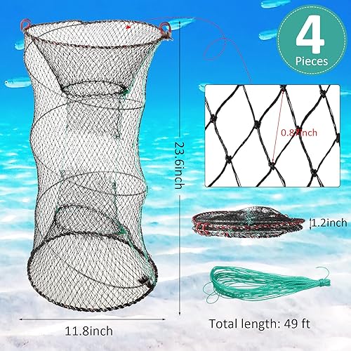 Miniatura 2 de Paquete de 4 trampas de cebo de pesca, trampa para cangrejos, trampa para cangrejos, trampa de langosta, trampa de langosta y camarones, trampas de