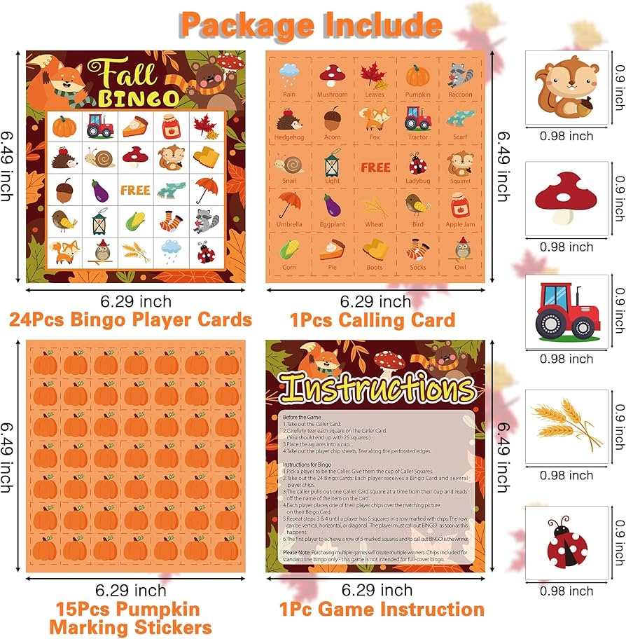 Amazon.com: X1zuue 41Pcs Fall Bingo Games for Kids, Halloween