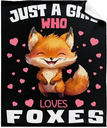 Manta con texto en inglés Just A Girl Who Loves Foxes, regalo para niñas y niños, bonita manta de franela súper suave y ligera para cama, sofá o