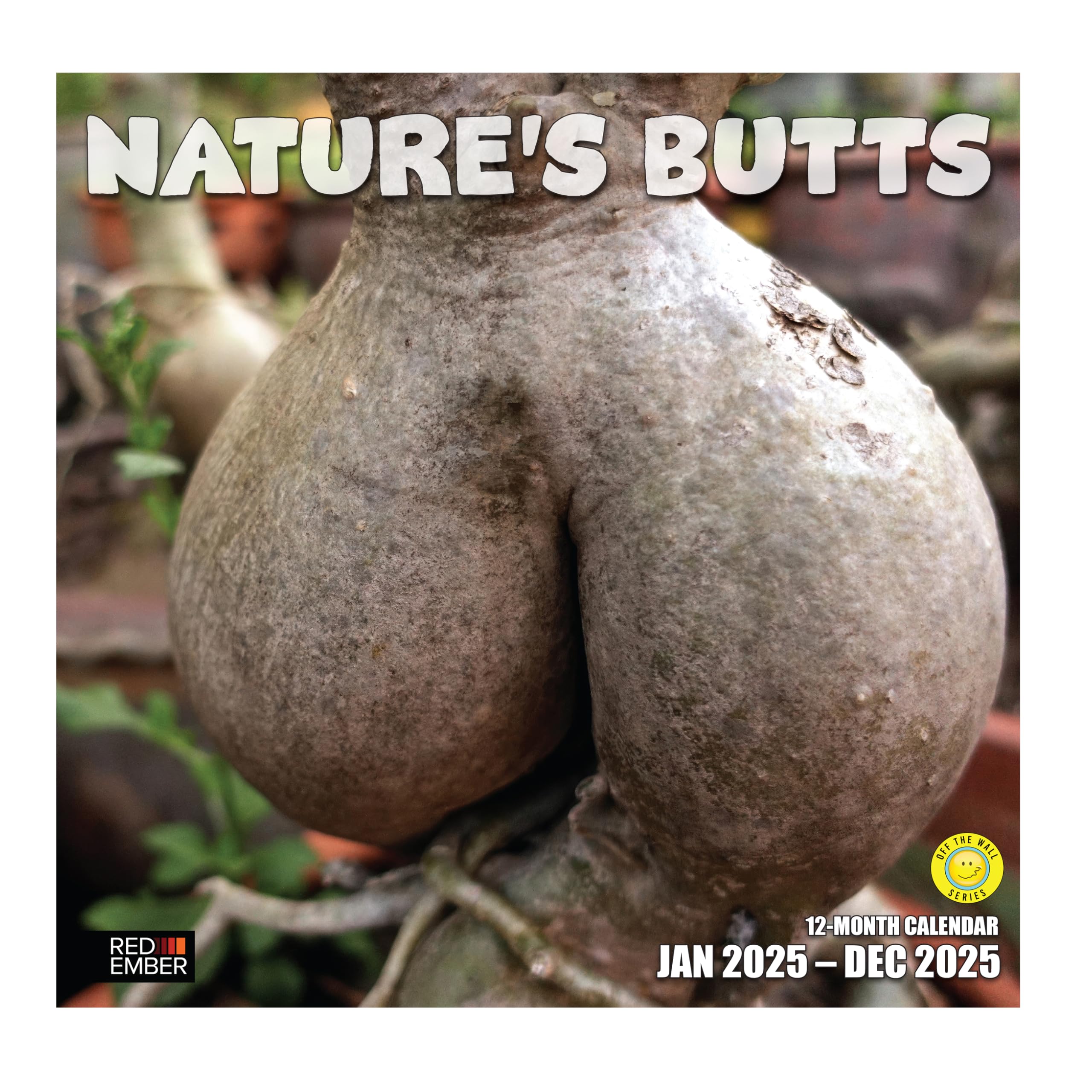 RED EMBER Nature's Butts 2025 Wall Calendar 12 Month | 12" x 24" Open | Thick & Sturdy Paper | Giftable | Dirty Secret Santa White Elephant Swap Gag Gift | Funny Calendar 2025