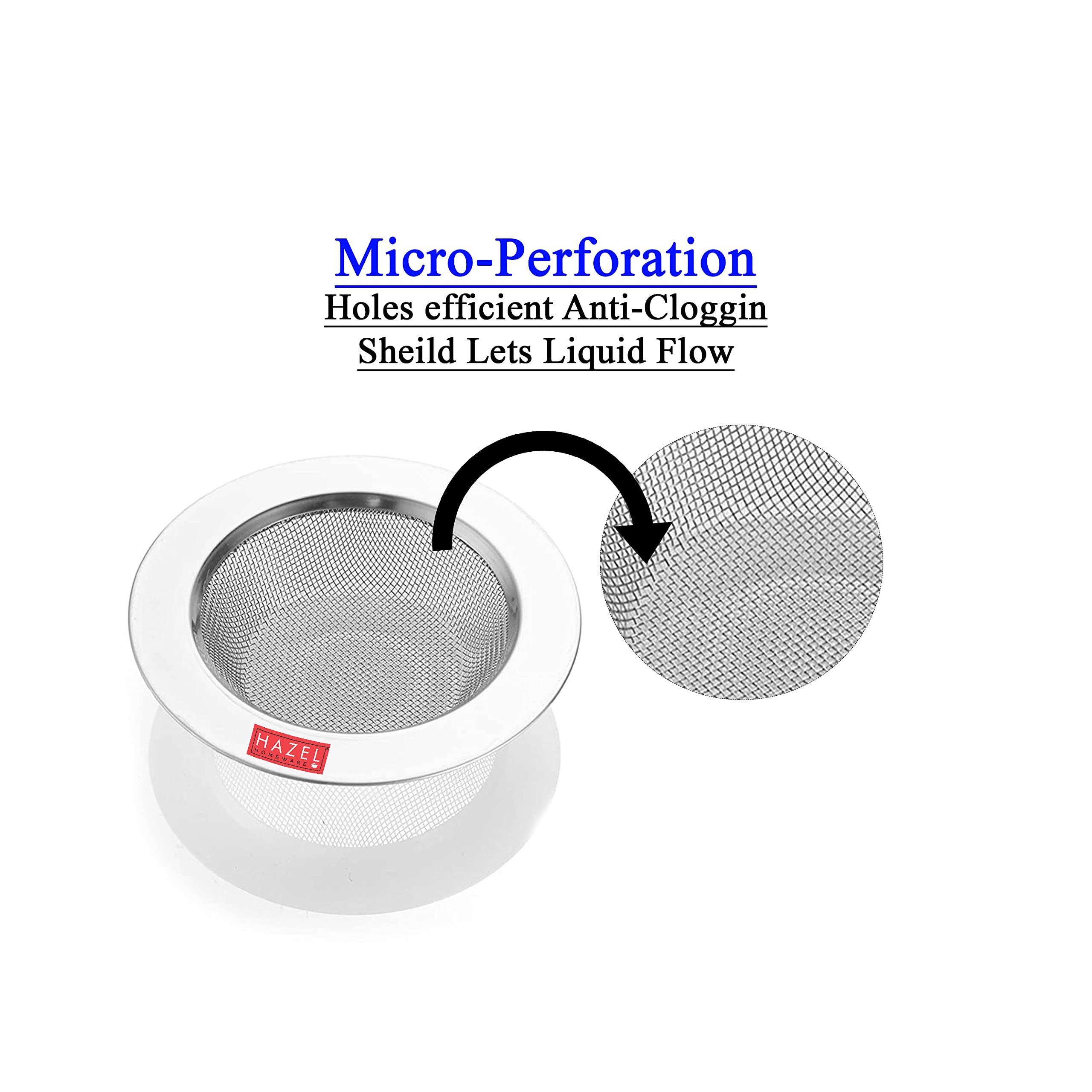 HAZEL Steel Kitchen Sink Strainer | Sink Filter for Waste | Wash Basin Drainer Filter | Stainless Steel Stopper Jali for Kitchen | 6 cm — Amazon image 3