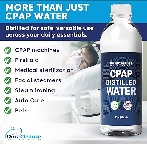 Miniatura 6 de Dura Cleanse Agua destilada para máquinas CPAP, paquete de 6 (20 onzas cada una) botellas de tamaño de viaje para máquinas Resmed, Respironics,