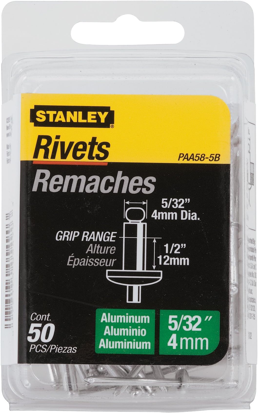 Amazon.com: Stanley Paa58-5B Aluminum Rivets, 5/32 Inch X 1/2 Inch ...