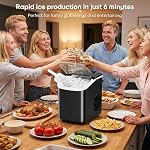 DUMOS Ice Maker, Nugget Ice Machine Countertop with Basket, Scoop and Portable Handle, 26lbs Daily, 9 Bullet Cubes in 6~8 Mins, Self-Cleaning for Kitchen, Office, Outdoos, RV Camping