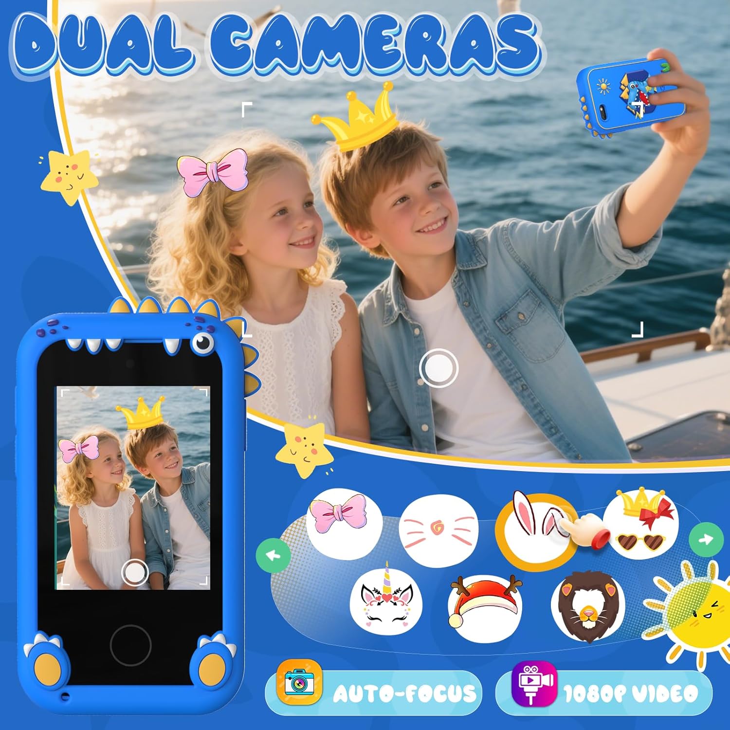 Kids Smart Phone Toys for Boys,Christmas Birthday Gifts for Girls Age 3-10 Kids Cell Phone Toys with 2.8" Touchscreen 20 Learning Games Dual Camera Music Player, 8G SD Card