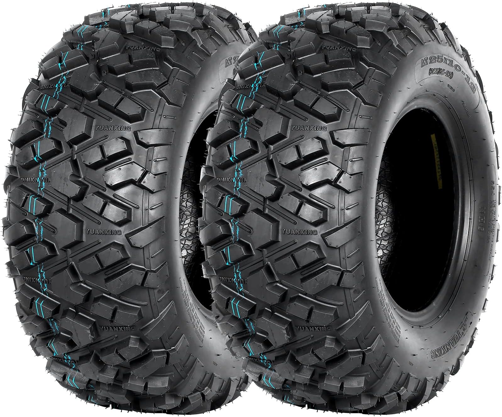 WEIZE 25x10-12 ATV Tires, 25 x10x12 Rear All Terrain Tire, 6PR, Mud, Gravel, Sand, Rocky and UTV Tires, Set of 2