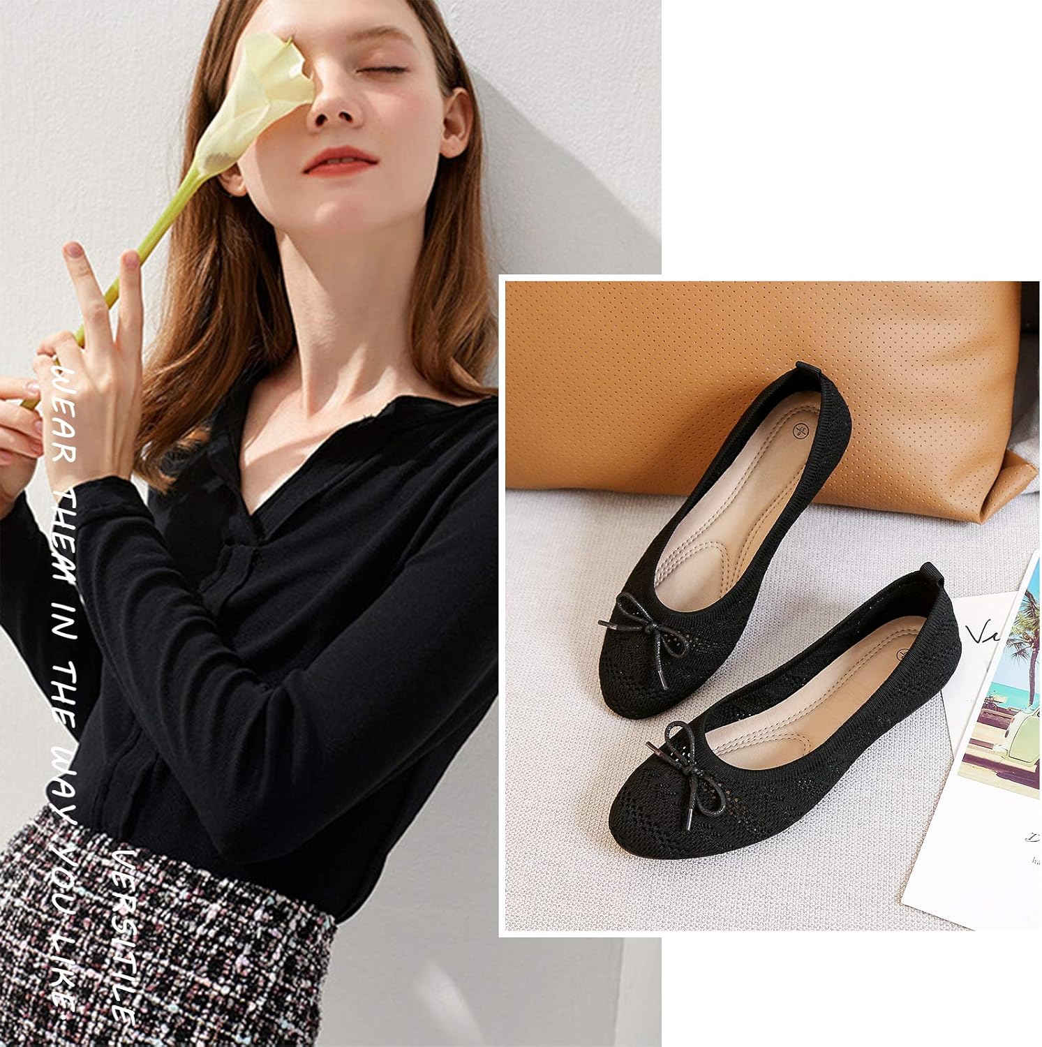 HEAWISH Women’s Flats Shoes Comfortable Crochet Lace Mesh Round Toe Slip On Casual Ballet Flats Dress Shoes - Image 6