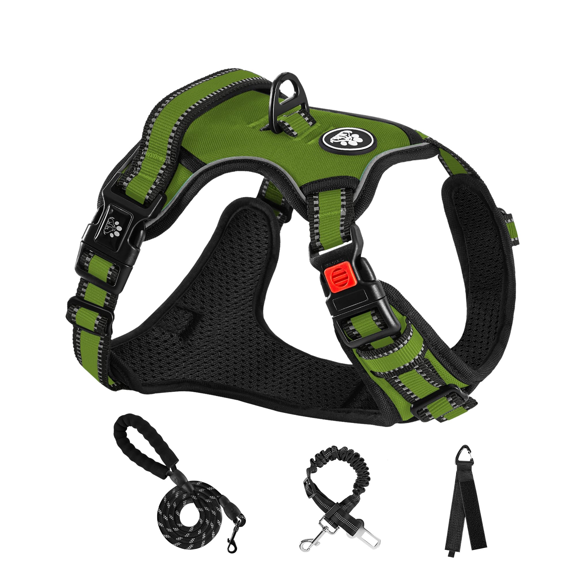 NESTROAD Dog Harness, No Pull Medium Dog Car Vest Harness and Lead Set, Reflective Adjustable Padded, No-Choke, Easy Control Handle,Essential Pets Accessories for Training Walking,Solid Green,M — image 1