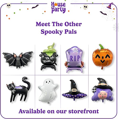 Miniatura 9 de HOUSE OF PARTY Juego de globos de fantasma lindo de Halloween, globos de aluminio de fantasma de Halloween de 20 pulgadas para decoraciones de