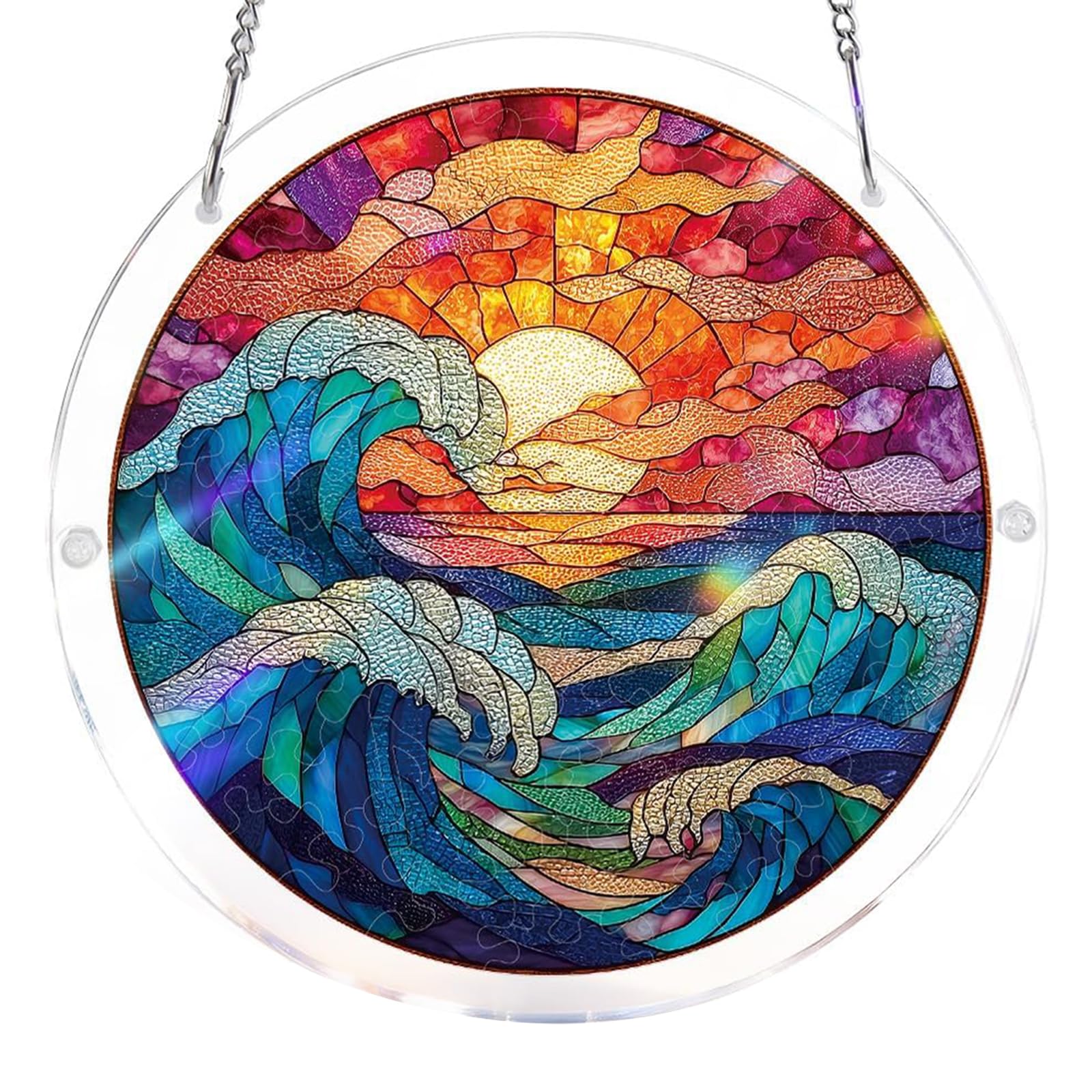 Acrylic Jigsaw Puzzle Suncatcher | 83 Pieces Acrylic Puzzles Suncatchers For Windows Hanging | 3D Stained Glass Window Puzzle Sun Catcher | Creative Diy Home Decor Ornament For Adults