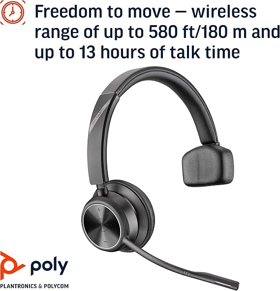 Poly Savi 7310 Ultra-Secure Wireless DECT Headset System,Black