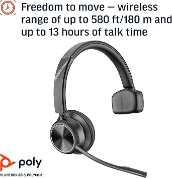 Poly Savi 7310 Ultra-Secure Wireless DECT Headset System,Black