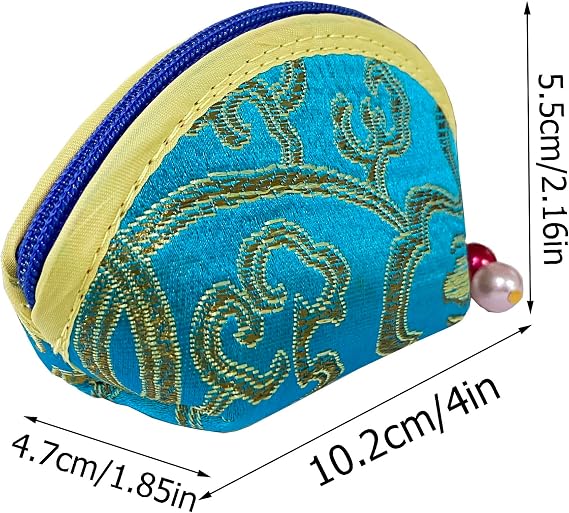 Silk Coin Purse Zipper Purse Embroidery Coin Wallet