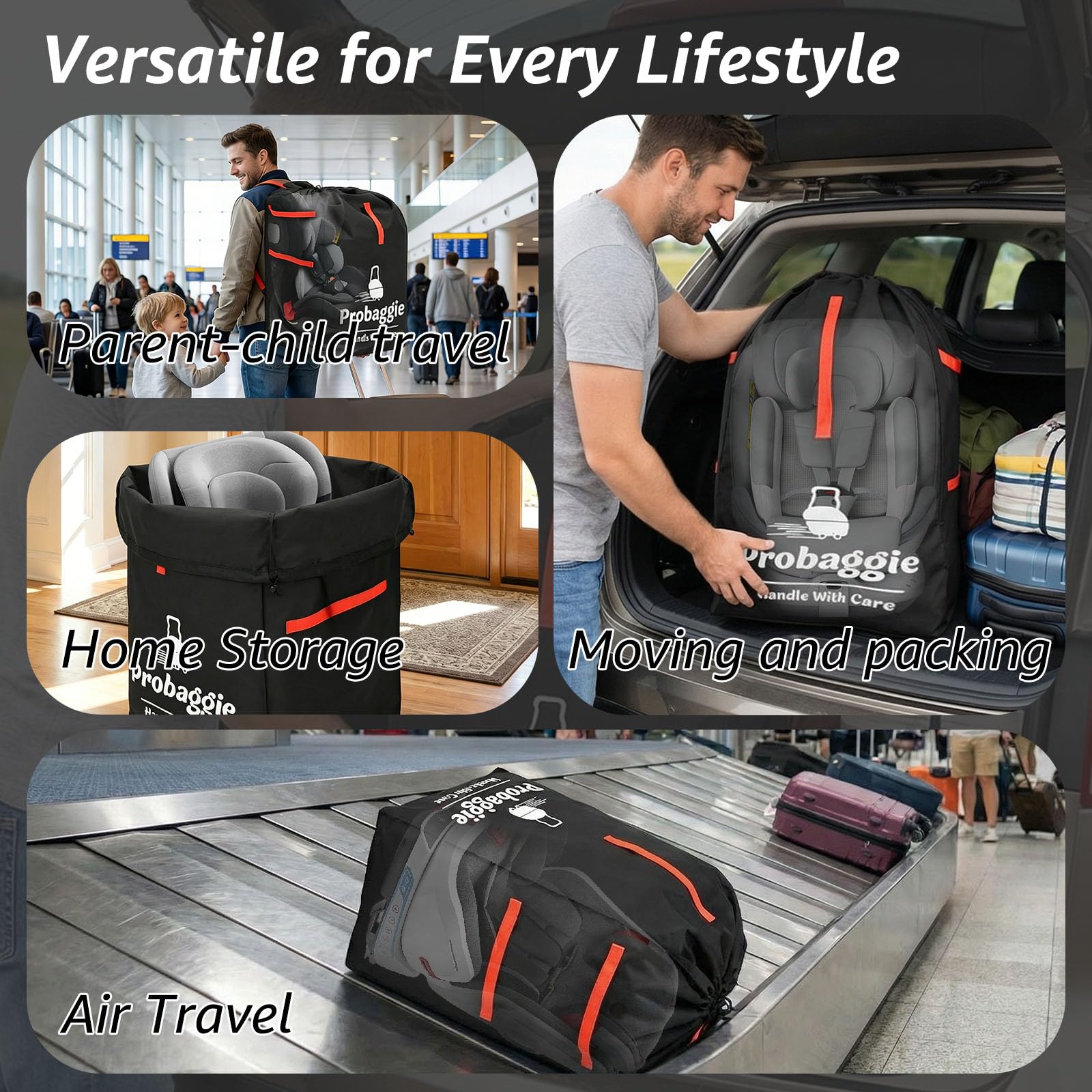 Zhjiutak Car Seat Travel Bag for Airplane,86x45x45cm Easy Carry Backpack Bags, Car Seat Bag Ideal for Air Travel Family Vacation and Parents with Infant — view 6