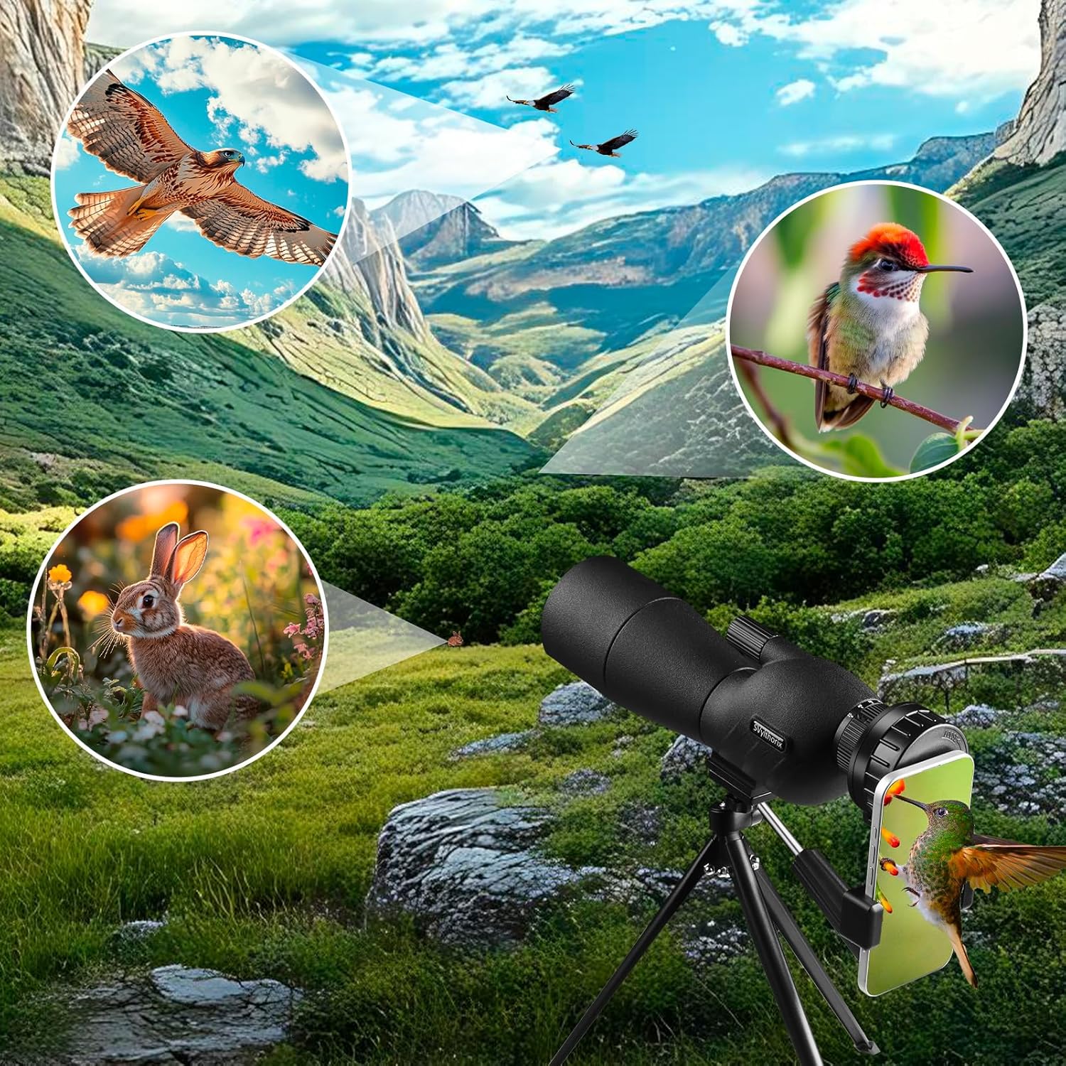 High-Definition Spotting Scope for Bird Watching,Wildlife Viewing,Beginners Telescope,Target Observation.25-75×60mm HD Spotting Scope with Tripod and Phone Adapter,Monocular