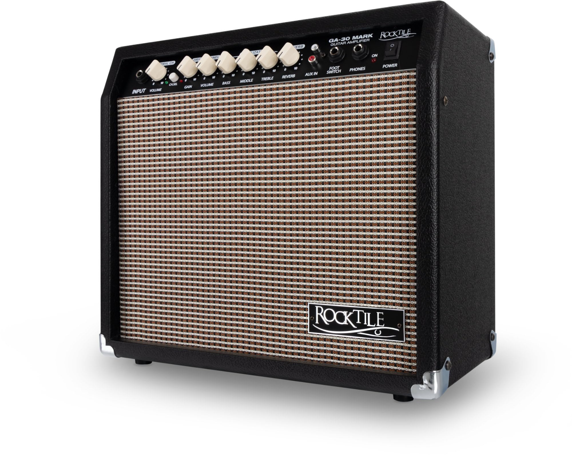 Amplificatore per Chitarra Rocktile GA-30 Mark (combo chitarra 30 watt, 2 canali (Clean/Drive), speaker 8", con effetto riverbero nero