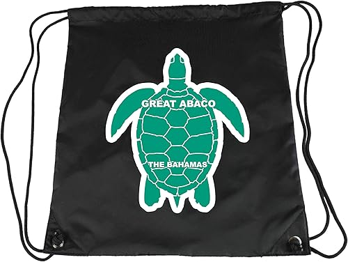 Great Abaco The Bahamas Souvenir Cinch Bolsa con cordón Mochila Tote Beach Bag diseño de tortuga verde