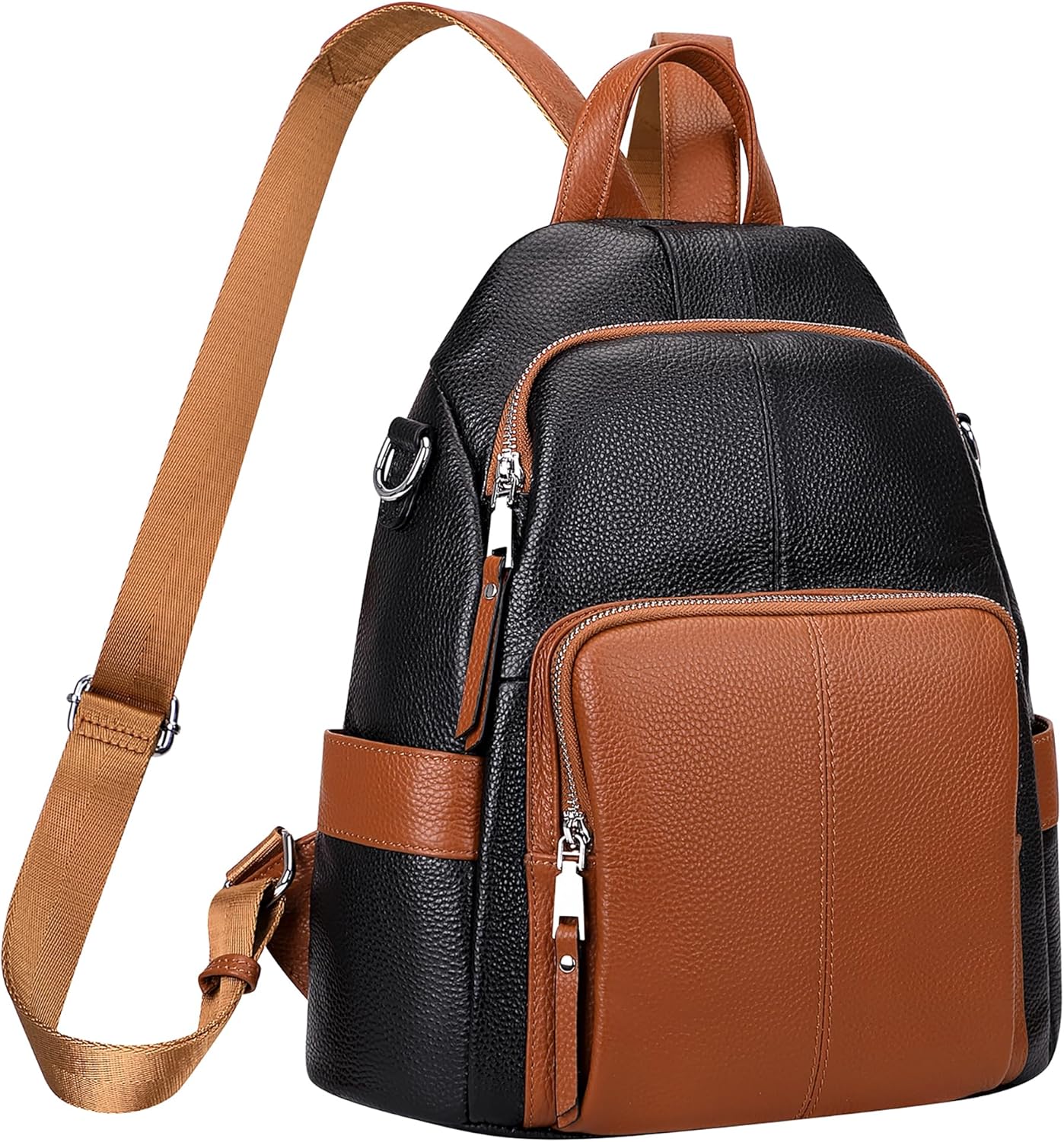 ALTOSY Soft Leather Backpack Purse For Women -theft Backpacks Versatile Shoulder Bag(S81 Black/Brown) - Image 2