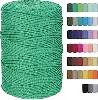 Vista 44 de Cuerda de macramé de algodón de 3 mm, 328 yardas, suministros de macramé de color natural, cuerda de algodón suave para colgar plantas, colgador