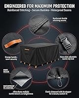 Vista 6 de Cubierta impermeable para muebles de exterior, juego de mesa y silla rectangular de 600D resistente de 64 pulgadas de ancho x 52 pulgadas de largo x