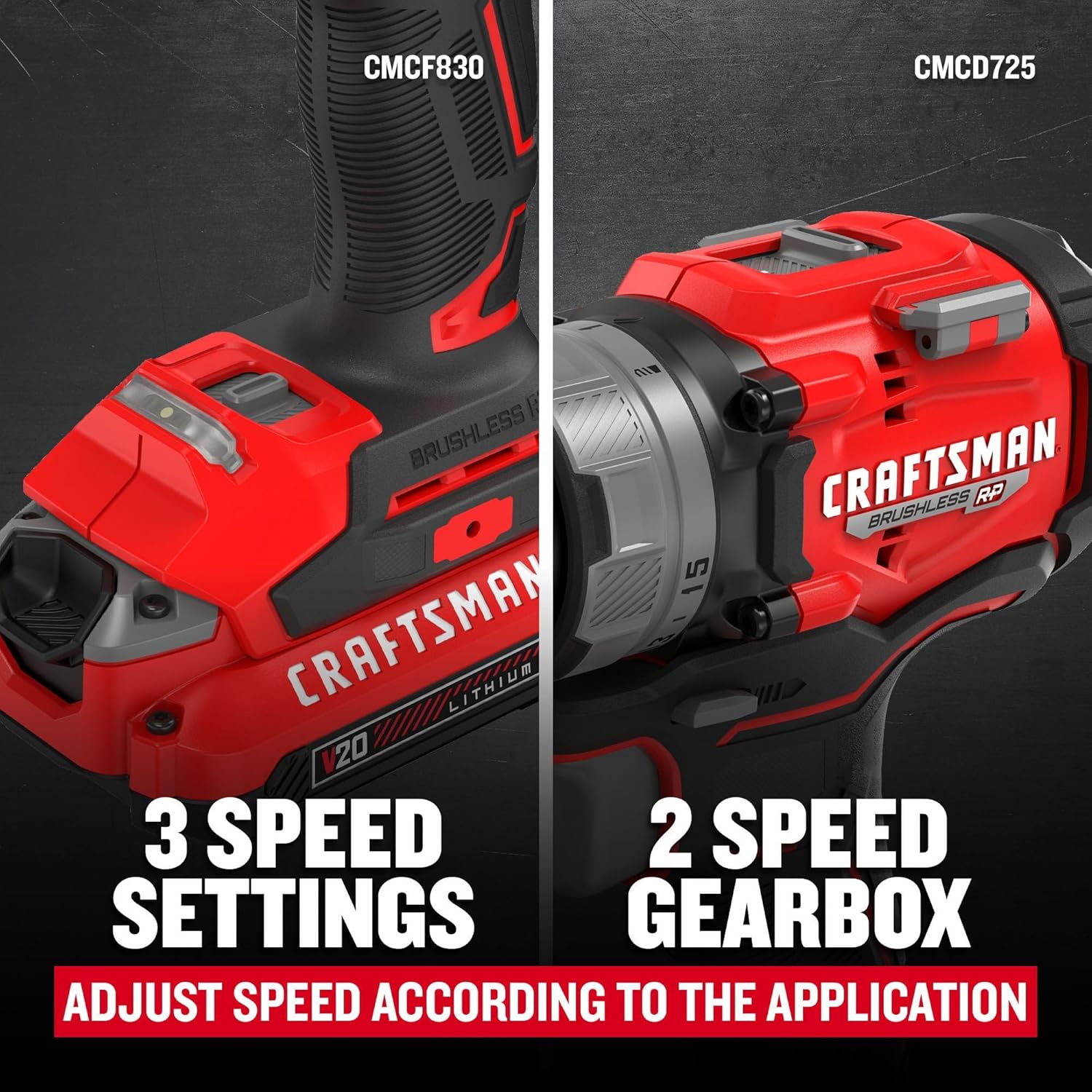 CRAFTSMAN 20V RP Cordless Drill Driver and Impact Driver, Brushless 2-Tool Power Tool Combo Kit, LED Work Light, Includes Battery and Charger (CMCK2530C2) - Image 7