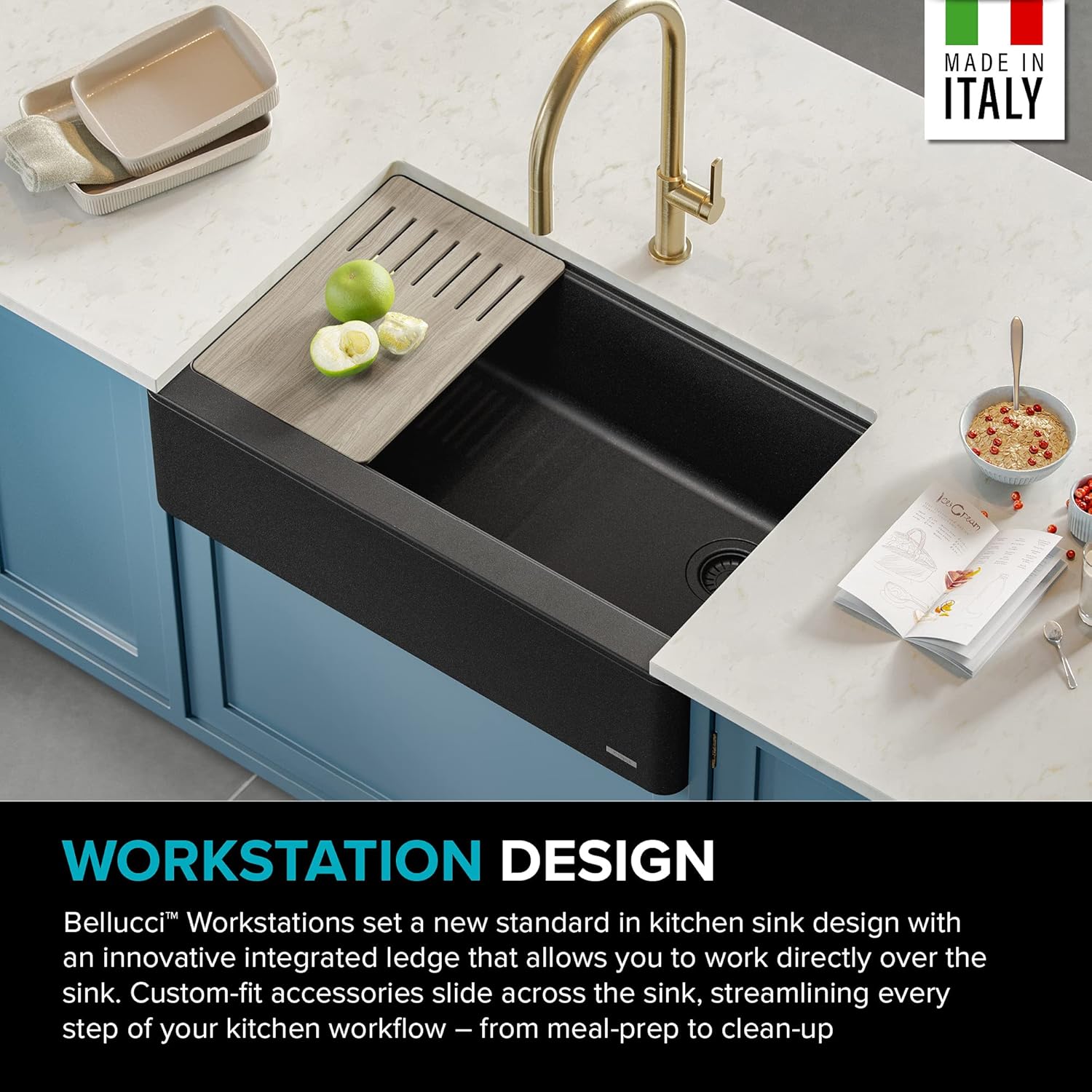 Bеѕt Dеаl Prоduсt KRAUS Bellucci Workstation 30-inch Quartz Composite Single Bowl Farmhouse Kitchen Sink in Metallic Black, KGF2-30MBL