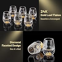 Vista 3 de DUJUST Vasos de chupito de diamante (1.5 onzas), juego de chupitos de cristal decorado con copos de hoja de oro de 24 quilates, vasos de chupito